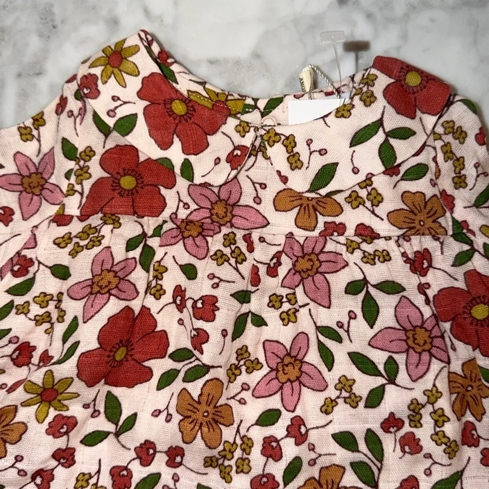 NWT ANGEL DEAR FLORAL NEUTRAL DRESS SET 3/6M